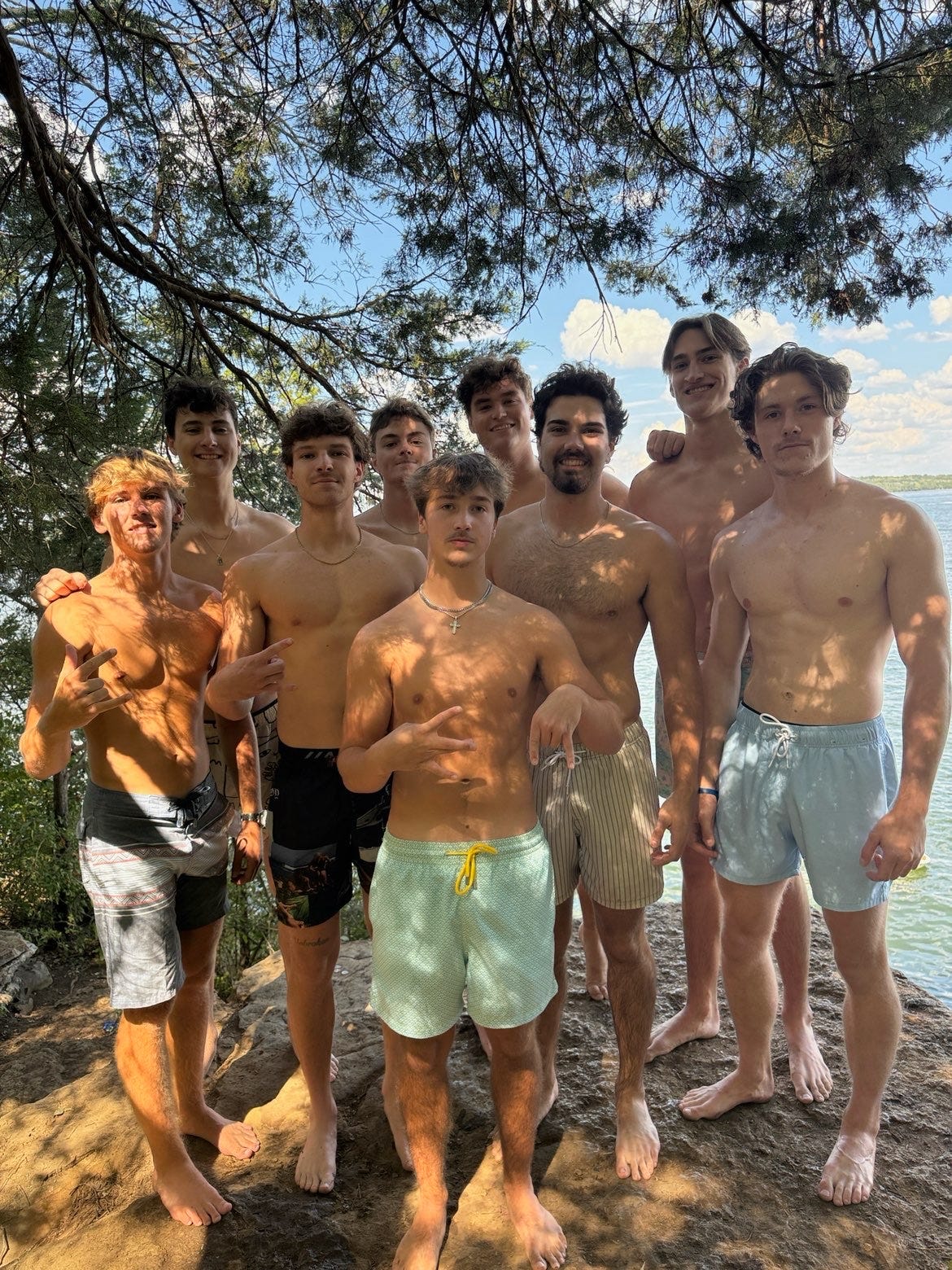 Theta-Omega brothers spending time together at the lake